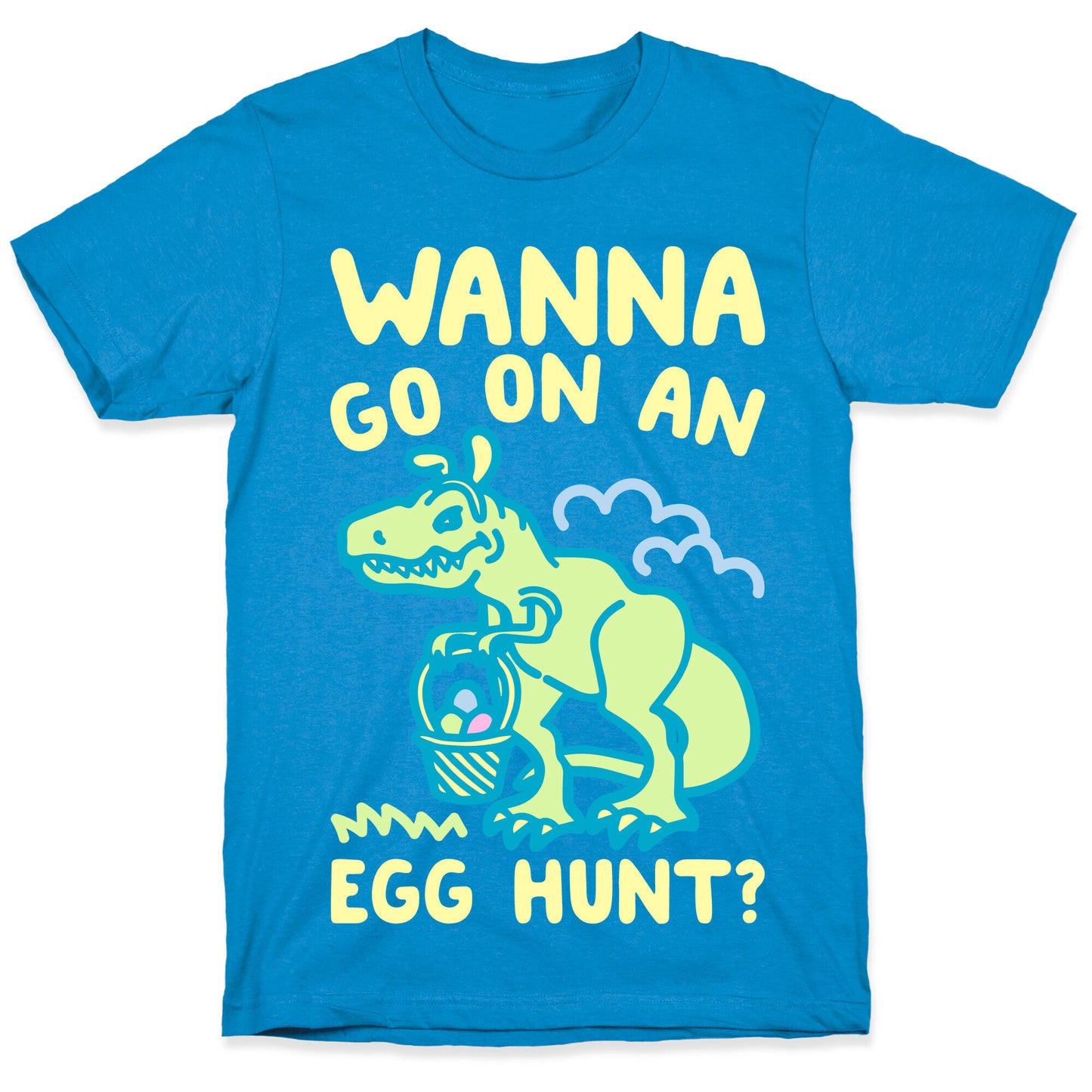 Wanna Go On An Egg Hunt T-Rex White Print T-Shirt