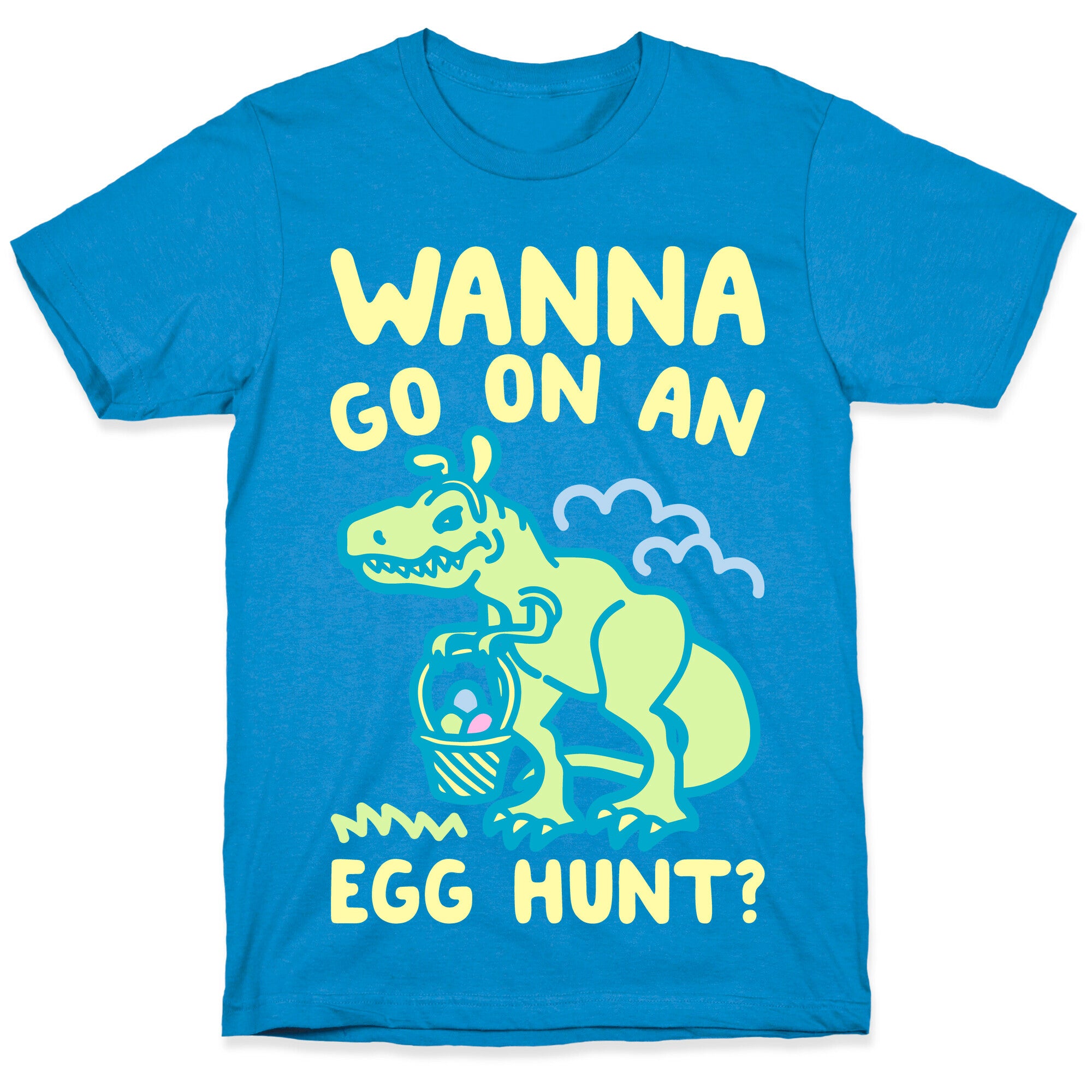 Wanna Go On An Egg Hunt T-Rex White Print T-Shirt