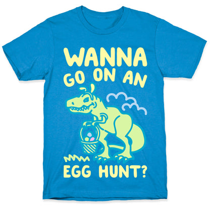 Wanna Go On An Egg Hunt T-Rex White Print T-Shirt