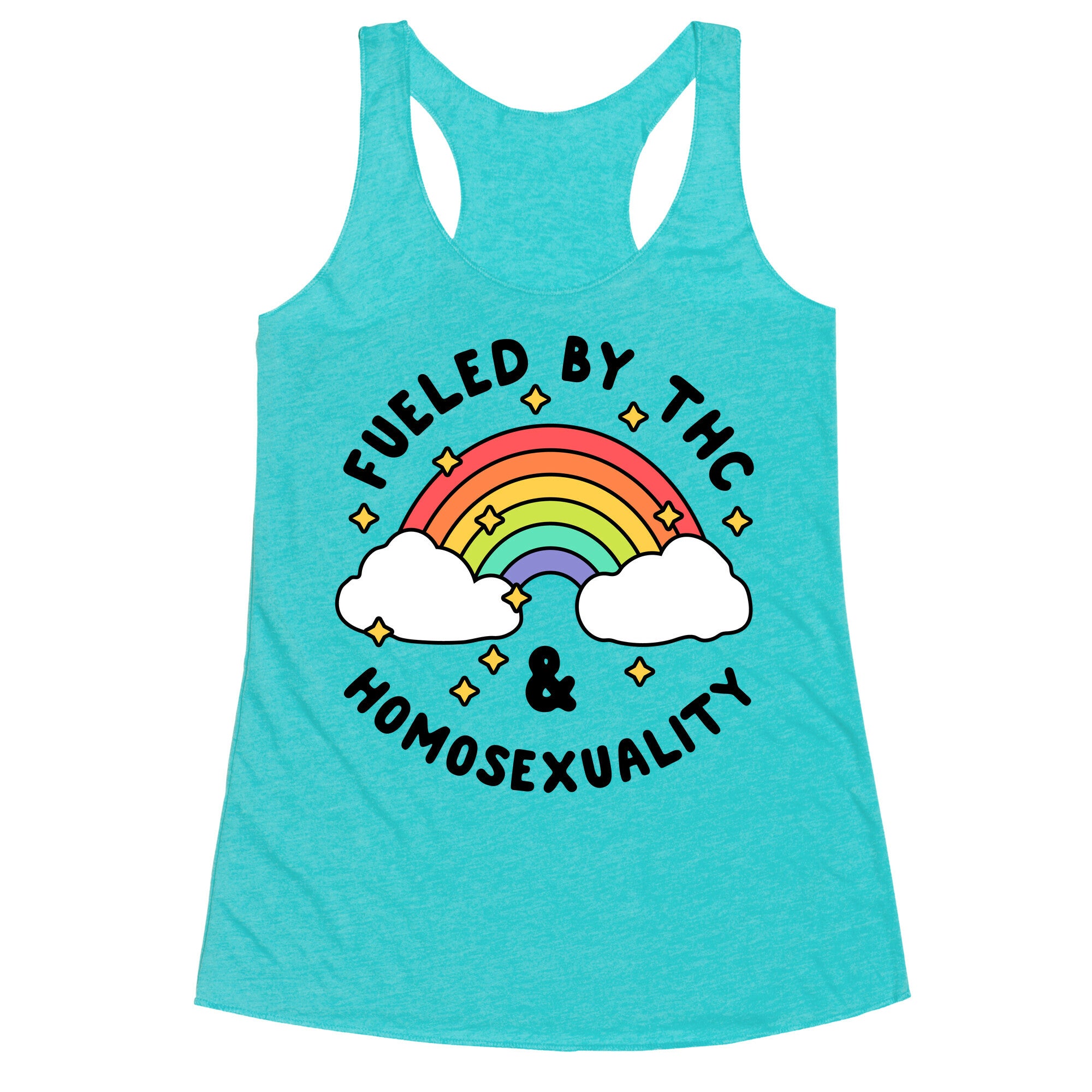 Fueled By THC & Homosexuality Racerback Tank