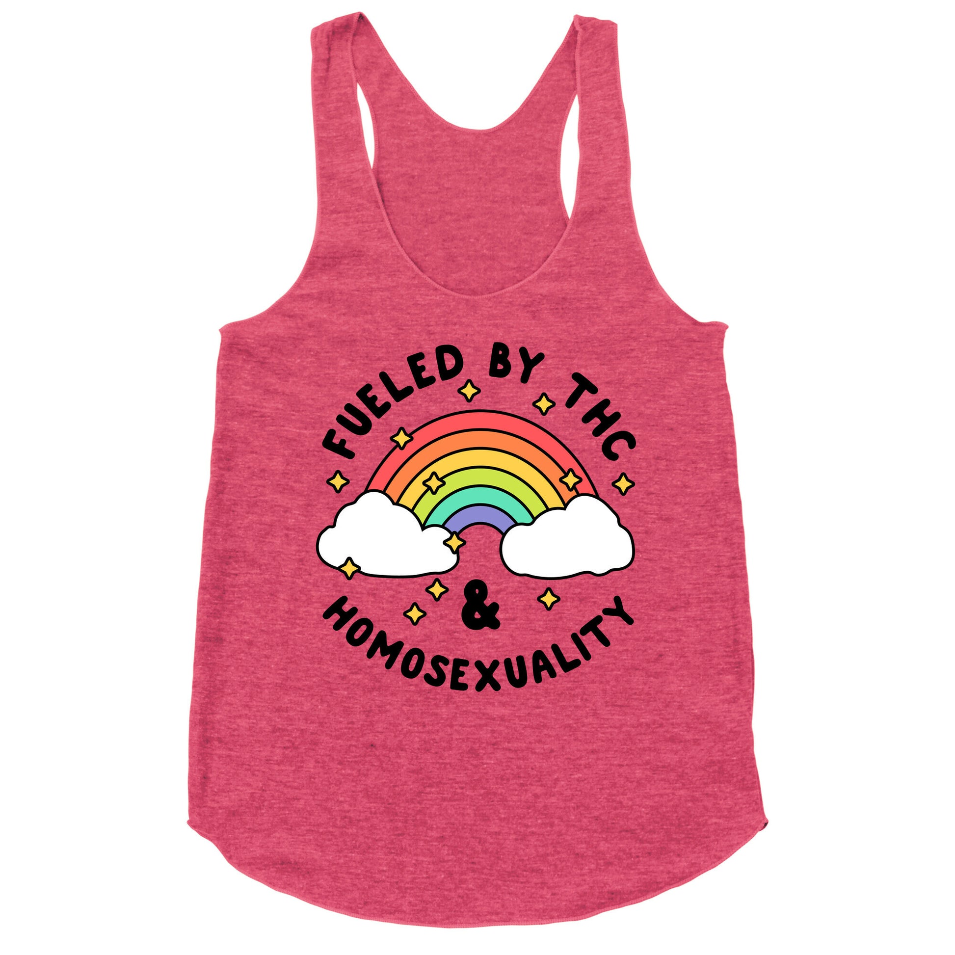 Fueled By THC & Homosexuality Racerback Tank