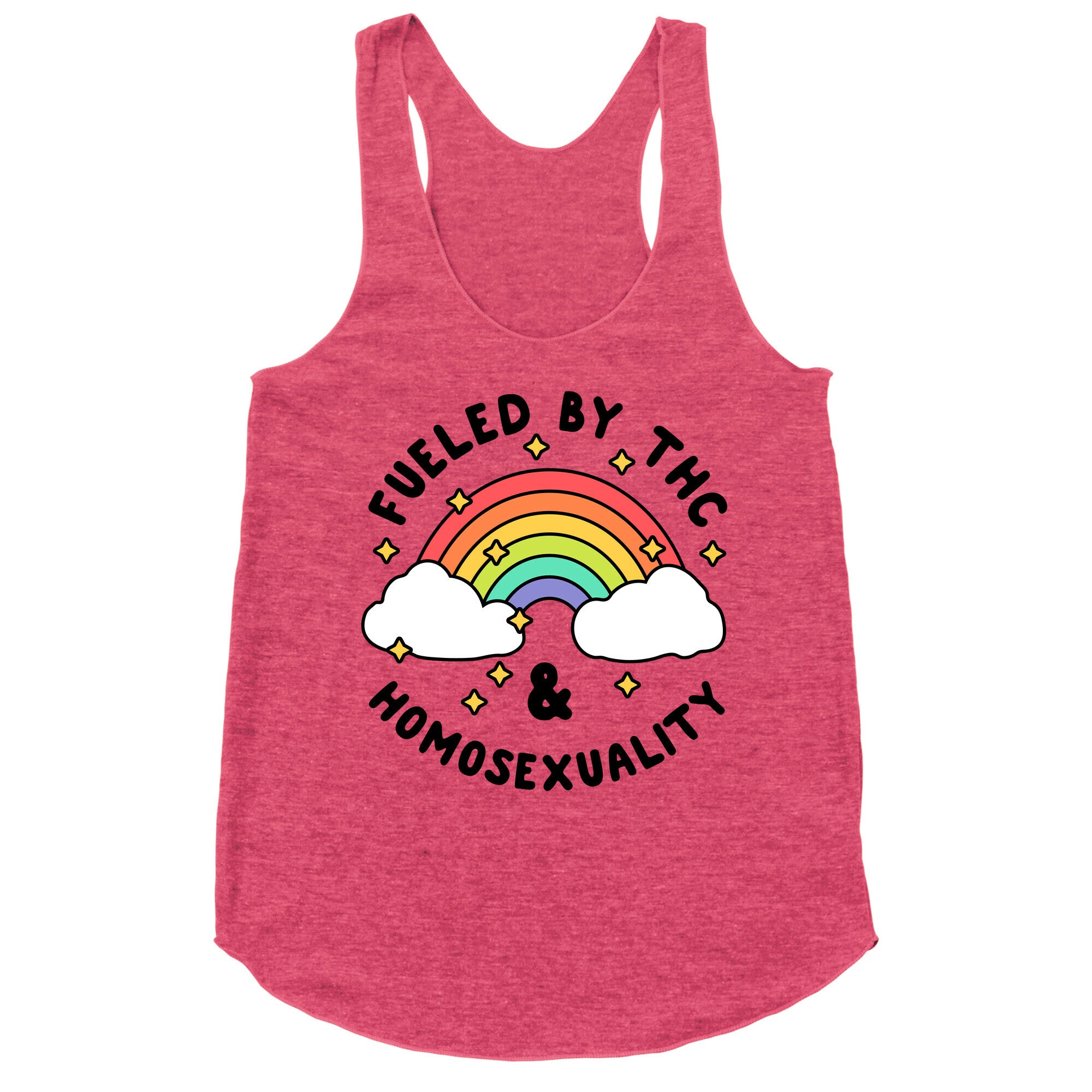 Fueled By THC & Homosexuality Racerback Tank