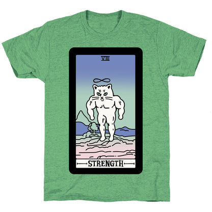 Strength Cat Meme Tarot Card Unisex Triblend Tee