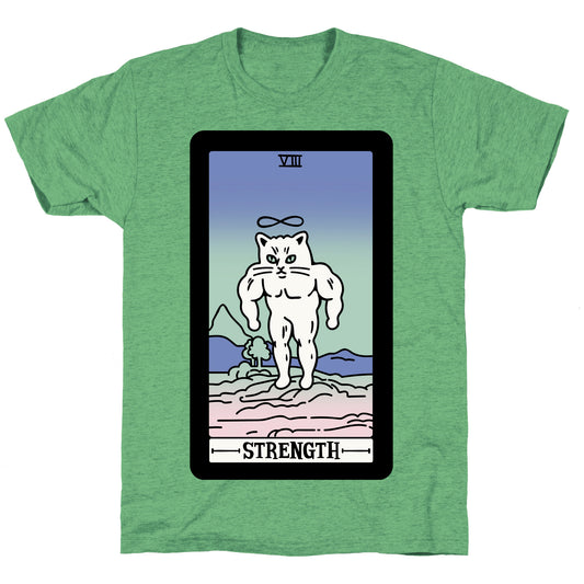 Strength Cat Meme Tarot Card Unisex Triblend Tee