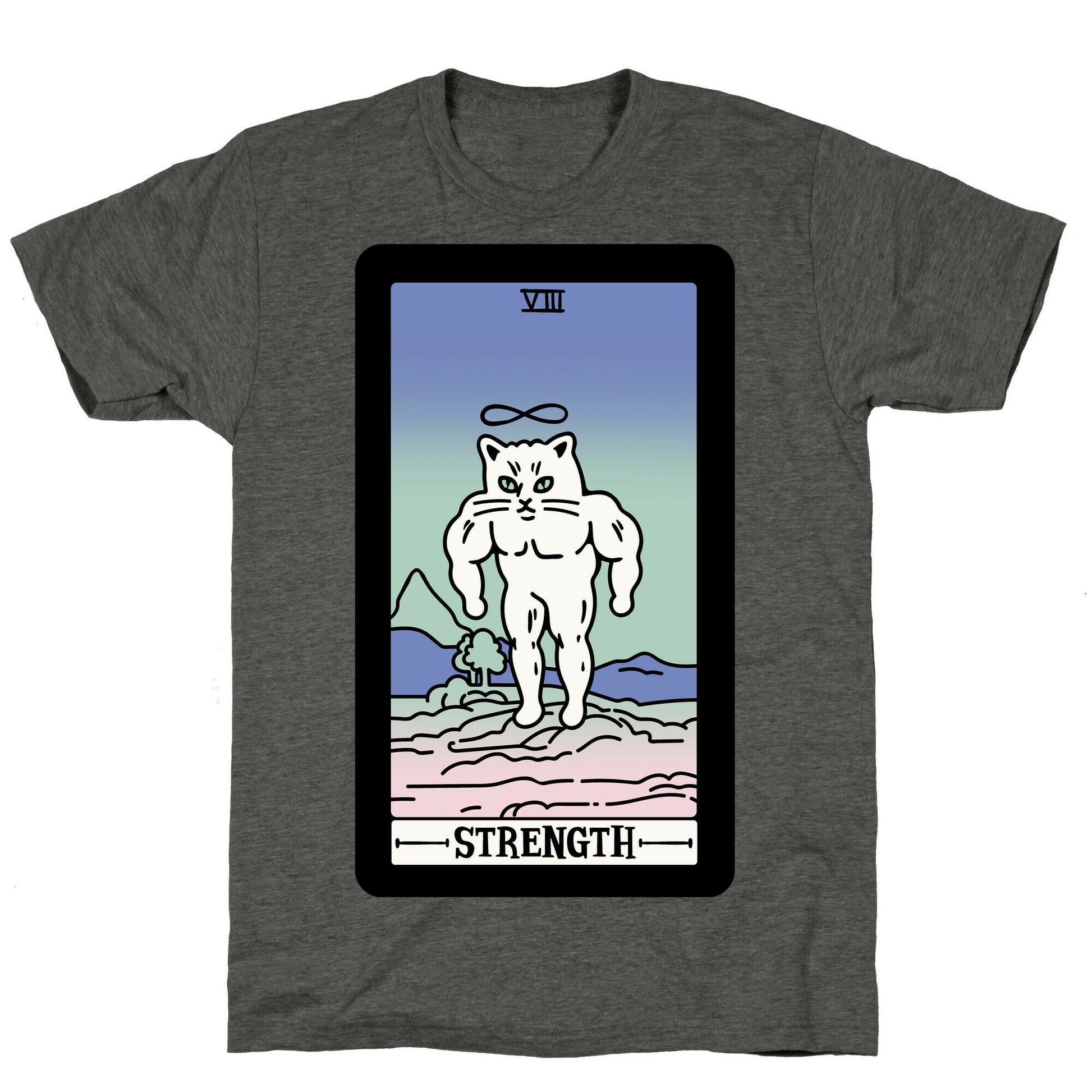 Strength Cat Meme Tarot Card Unisex Triblend Tee