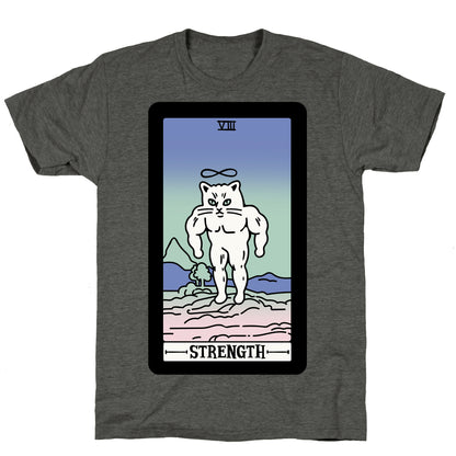 Strength Cat Meme Tarot Card Unisex Triblend Tee