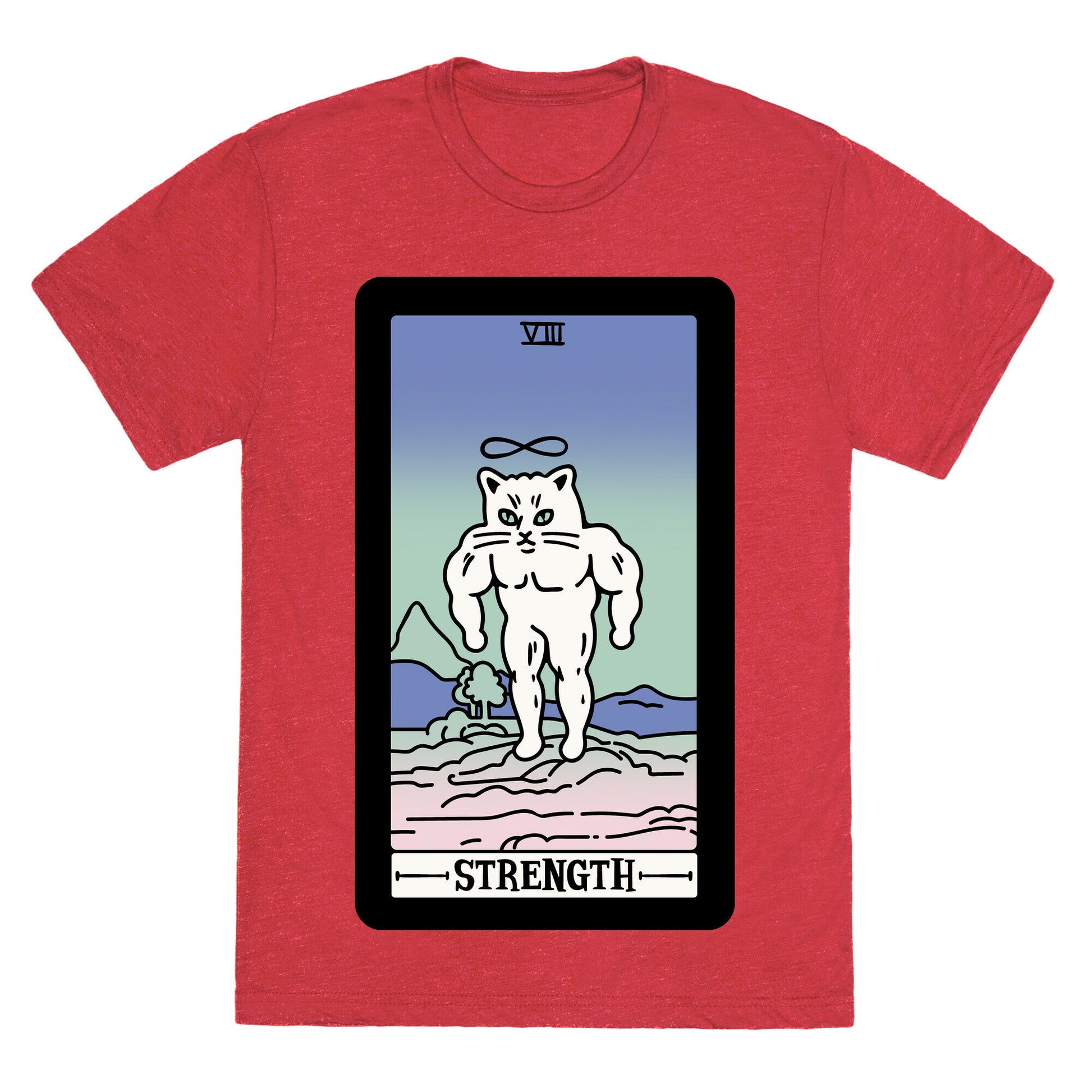 Strength Cat Meme Tarot Card Unisex Triblend Tee