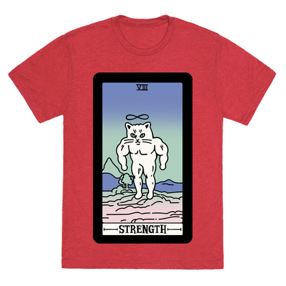 Strength Cat Meme Tarot Card Unisex Triblend Tee
