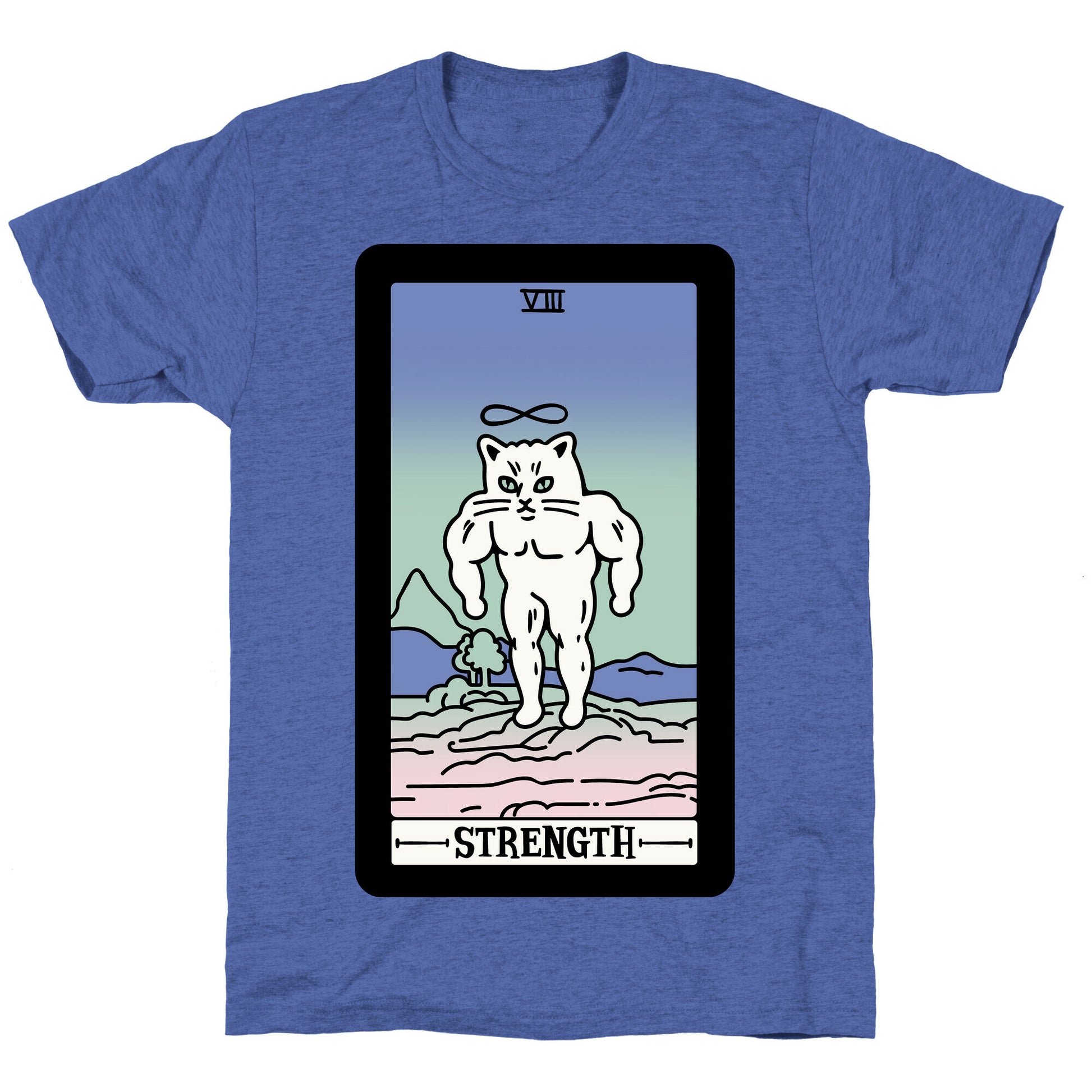 Strength Cat Meme Tarot Card Unisex Triblend Tee