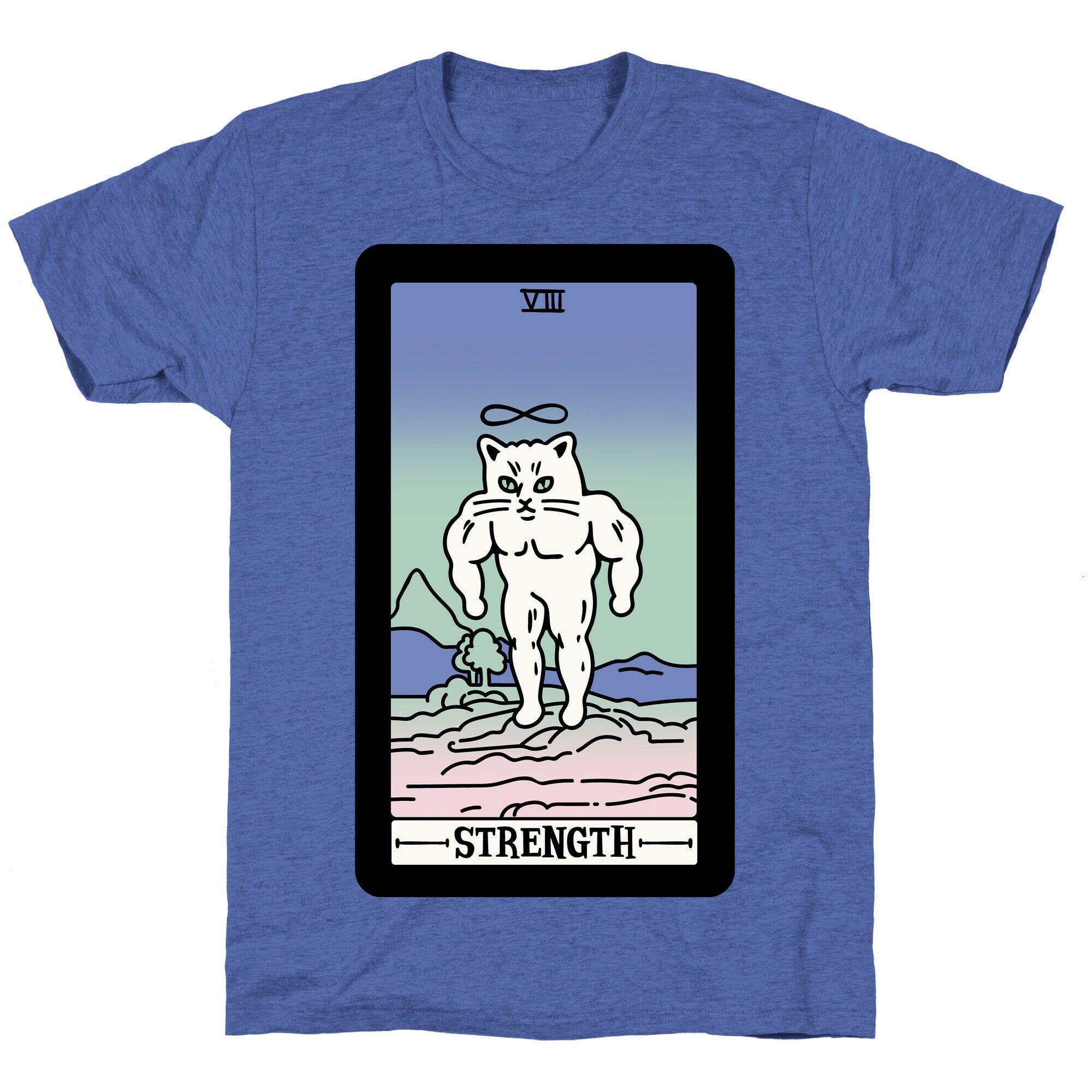 Strength Cat Meme Tarot Card Unisex Triblend Tee