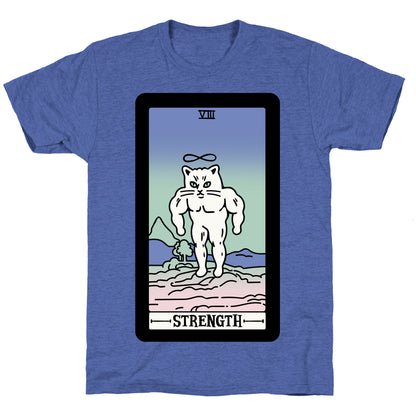 Strength Cat Meme Tarot Card Unisex Triblend Tee