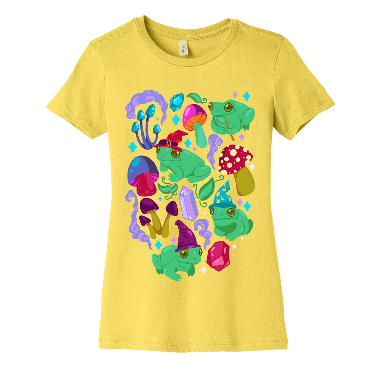 Magical Mushroom Frogs Pattern Women's Cotton Tee