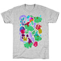 Magical Mushroom Frogs Pattern T-Shirt