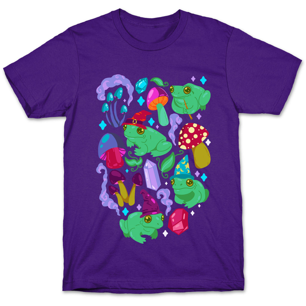 Magical Mushroom Frogs Pattern T-Shirt