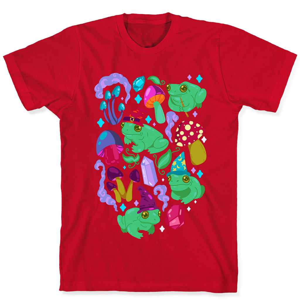 Magical Mushroom Frogs Pattern T-Shirt