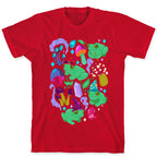 Magical Mushroom Frogs Pattern T-Shirt