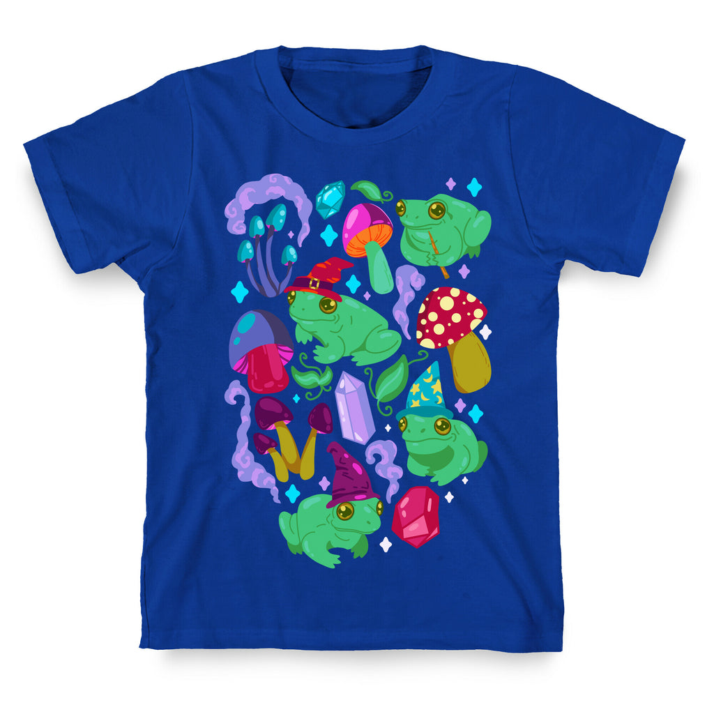 Magical Mushroom Frogs Pattern T-Shirt