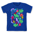 Magical Mushroom Frogs Pattern T-Shirt