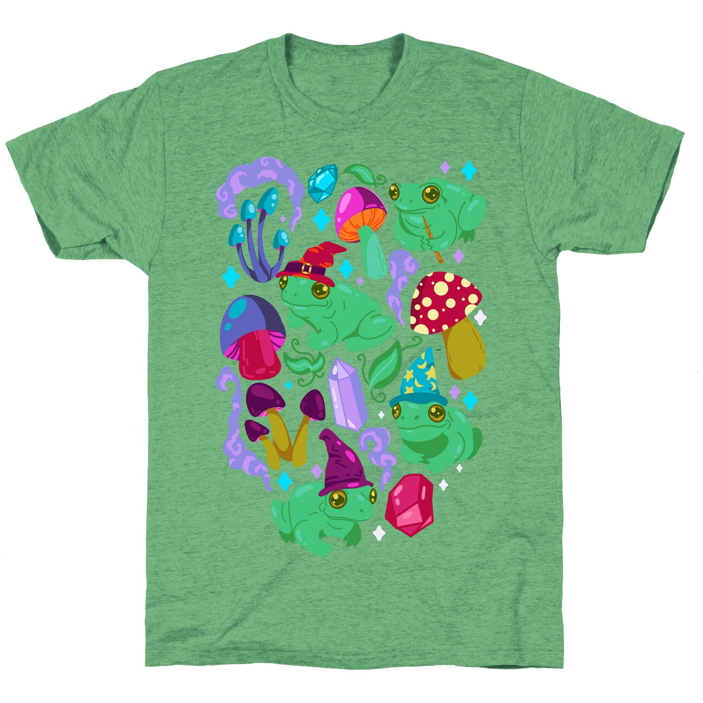 Magical Mushroom Frogs Pattern Unisex Triblend Tee