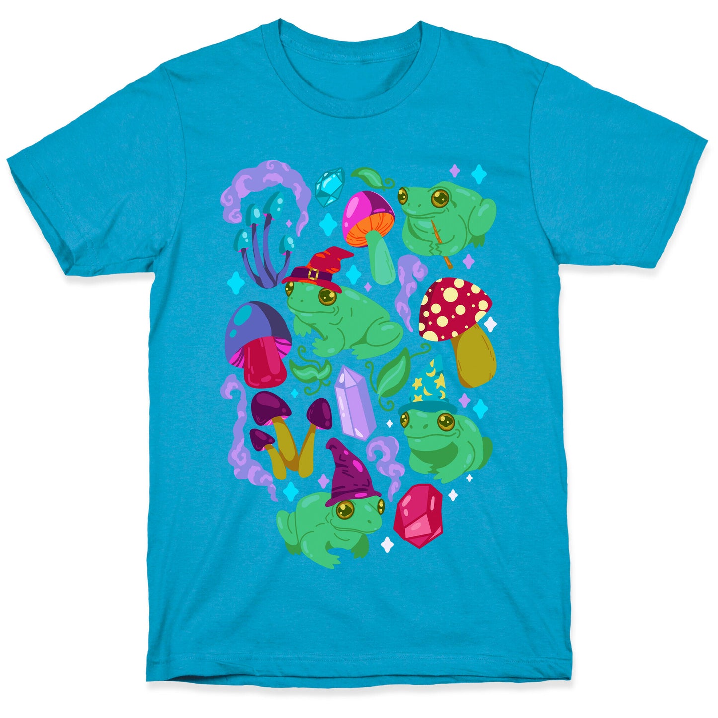 Magical Mushroom Frogs Pattern Unisex Triblend Tee