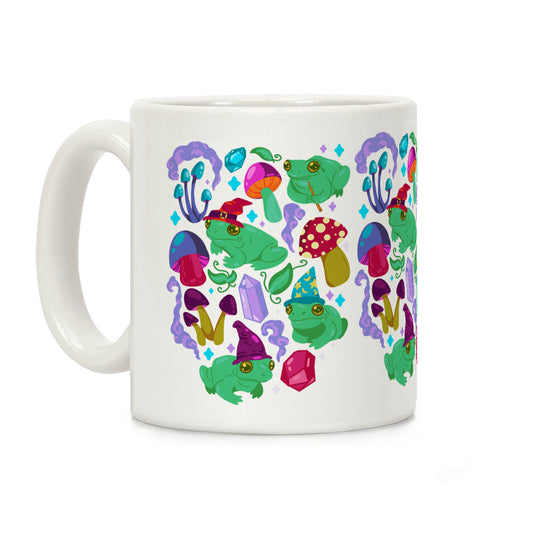 Magical Mushroom Frogs Pattern Coffee Mug
