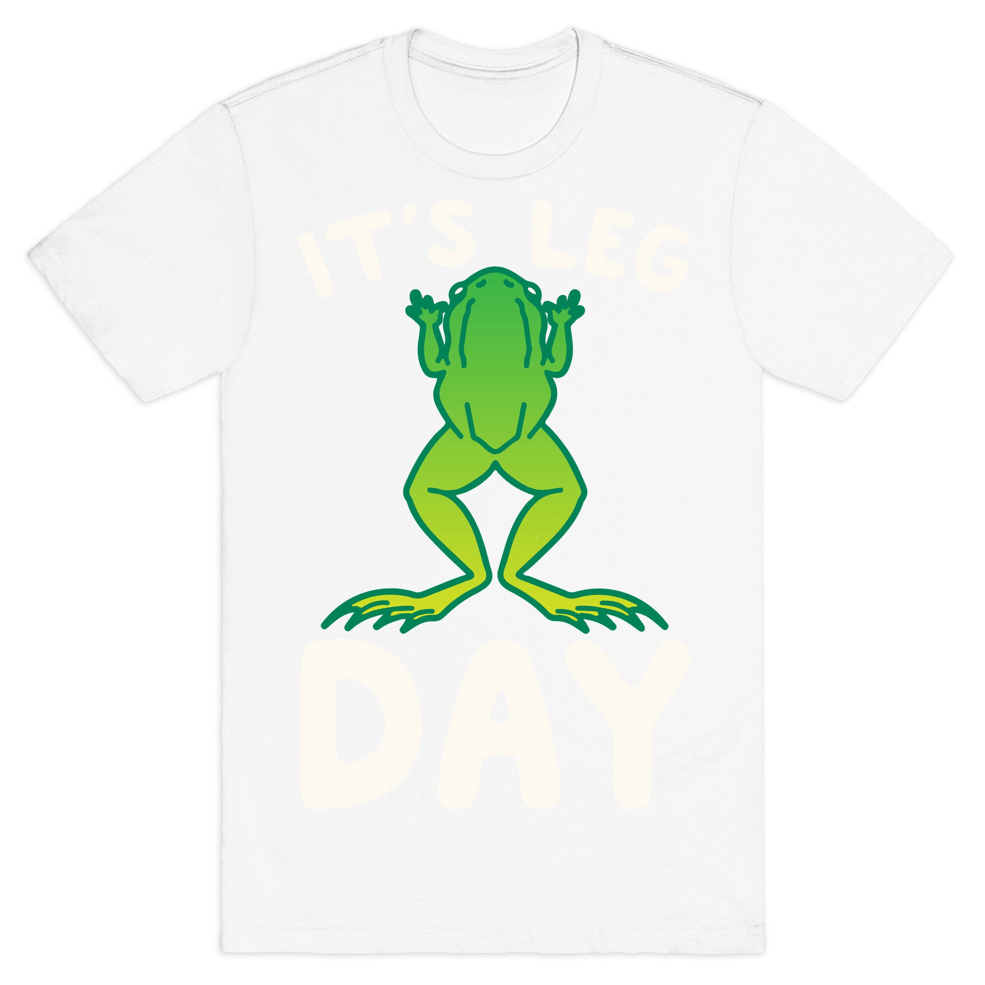 It's Leg Day Frog Parody White Print T-Shirt