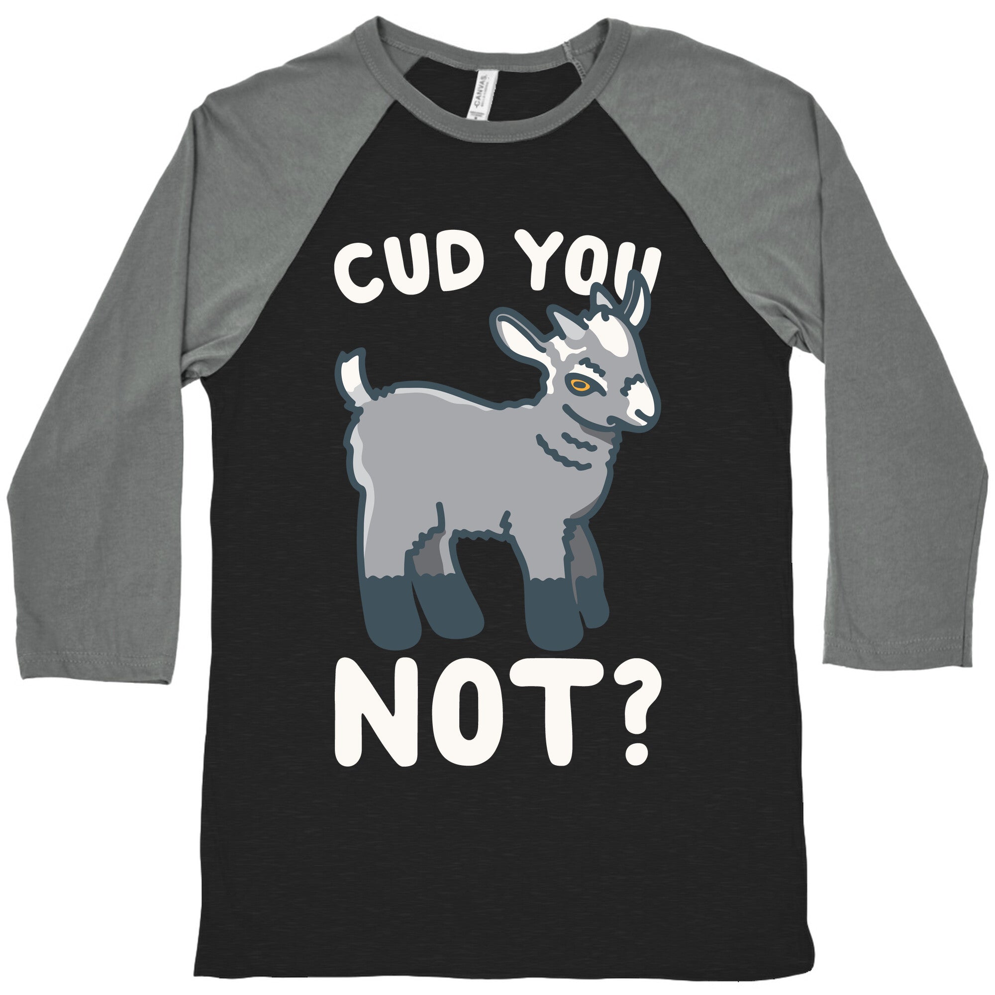 Cud You Not Goat White Print Baseball Tee