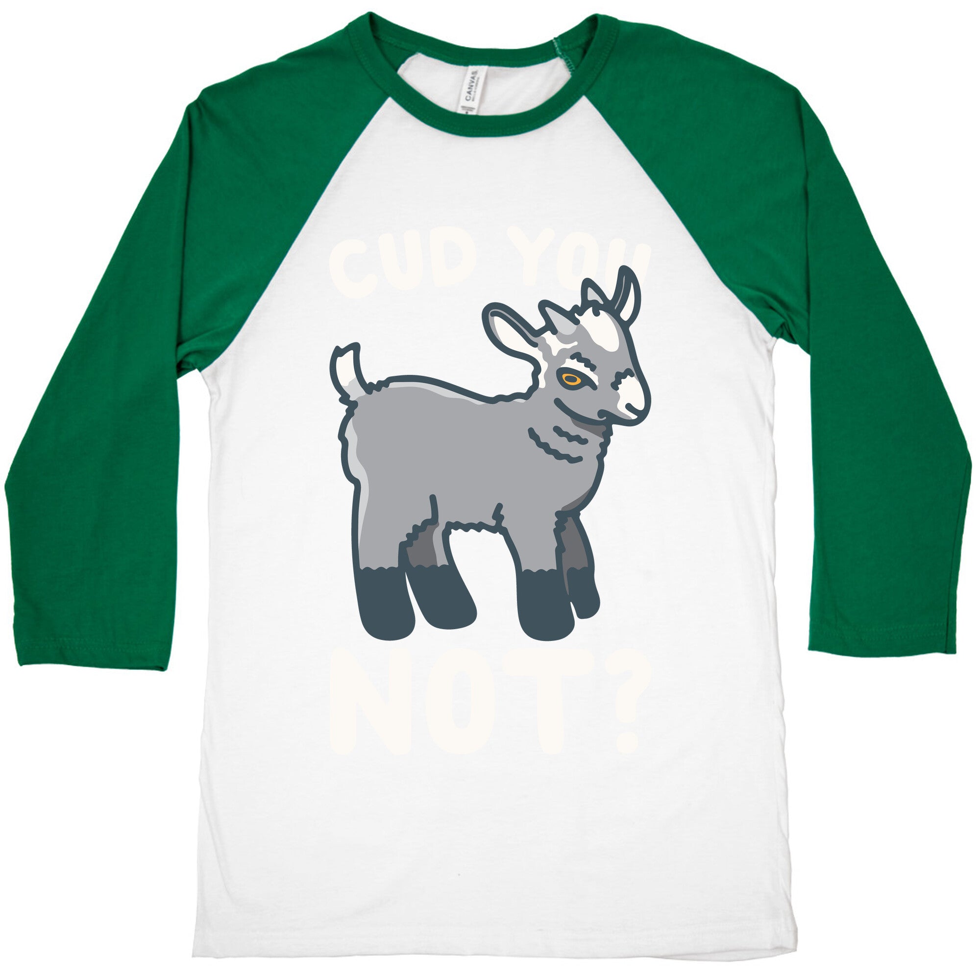 Cud You Not Goat White Print Baseball Tee