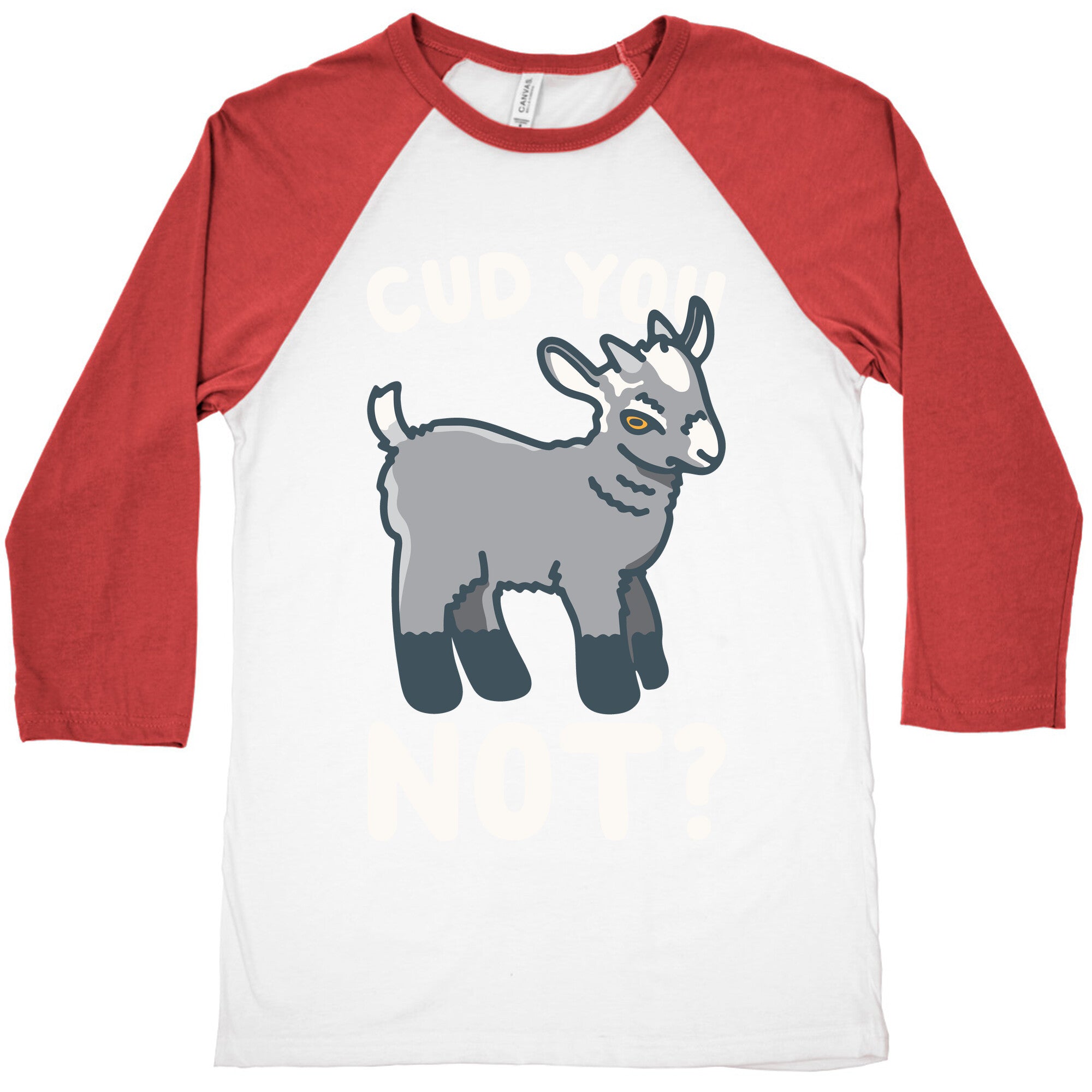 Cud You Not Goat White Print Baseball Tee