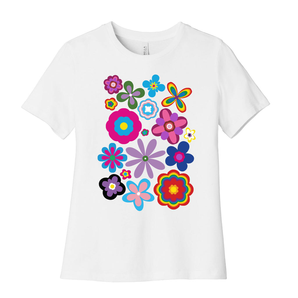 Hippie Pride Flower Pattern Women's Cotton Tee