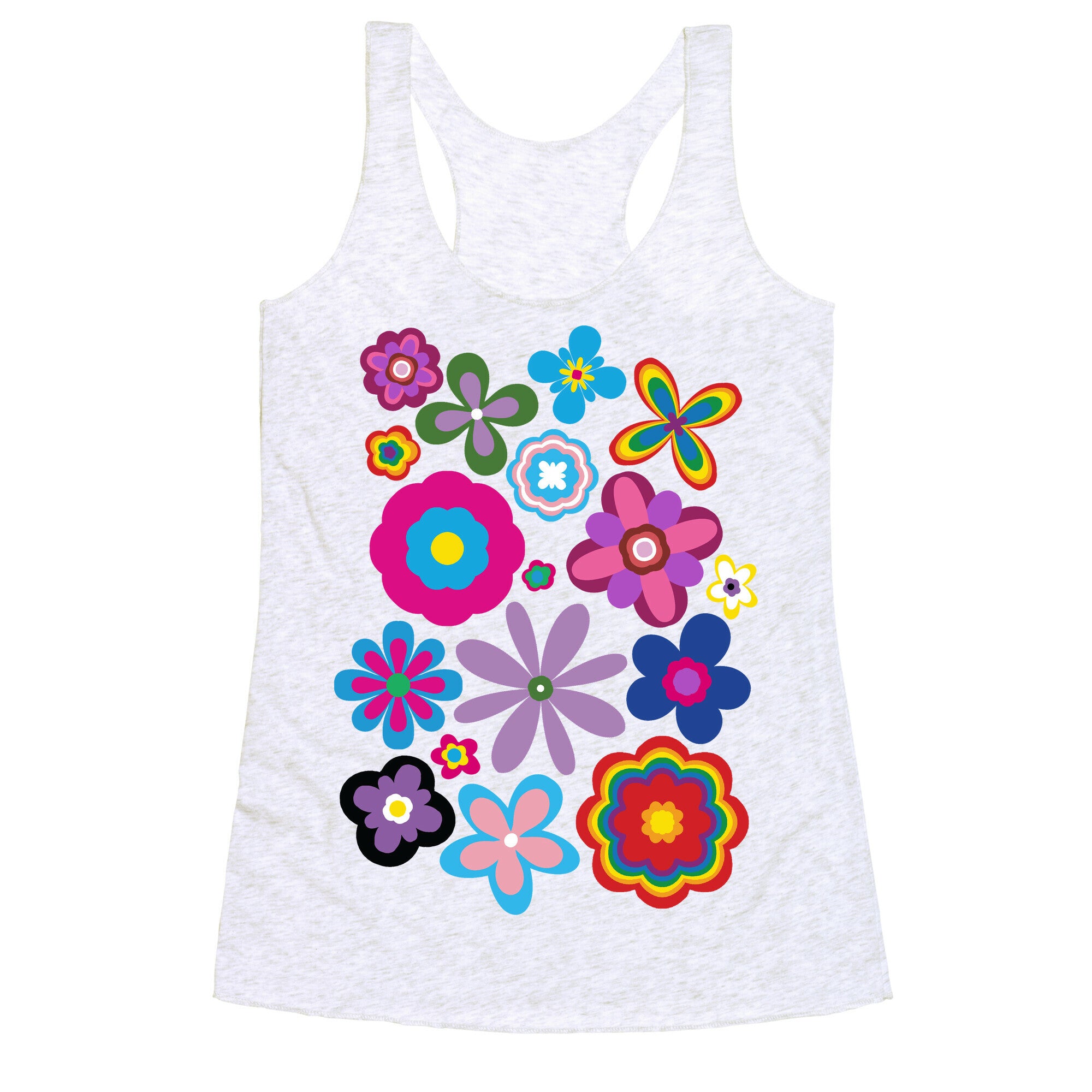 Hippie Pride Flower Pattern Racerback Tank