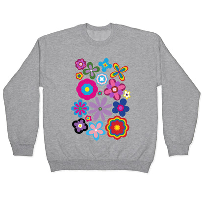 Hippie Pride Flower Pattern Crewneck Sweatshirt