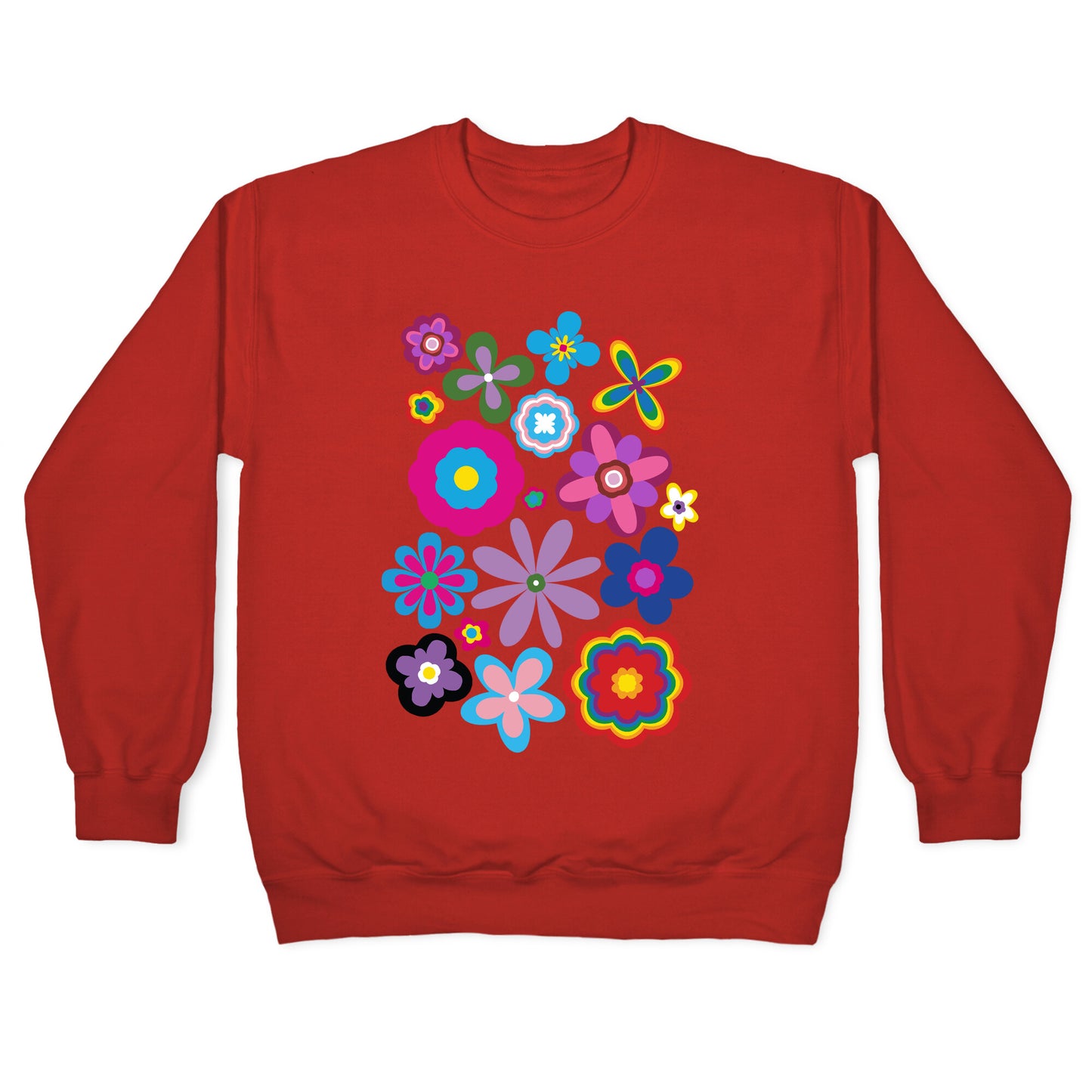 Hippie Pride Flower Pattern Crewneck Sweatshirt