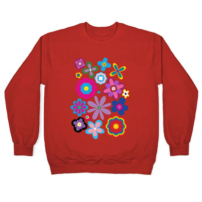 Hippie Pride Flower Pattern Crewneck Sweatshirt