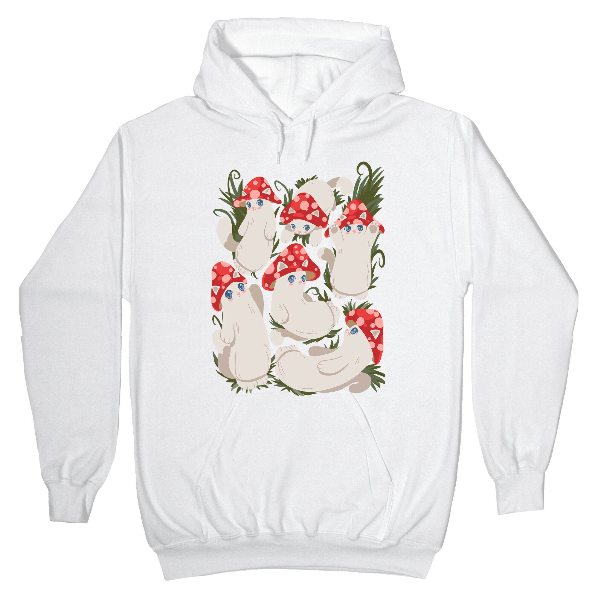 Mushroom Cats Pattern Hoodie