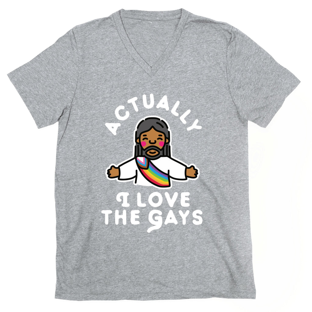 Actually, I Love The Gays (Brown Jesus) V-Neck