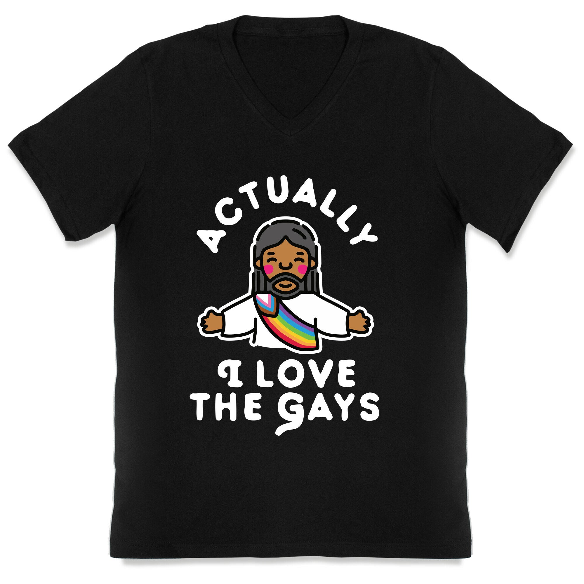 Actually, I Love The Gays (Brown Jesus) V-Neck