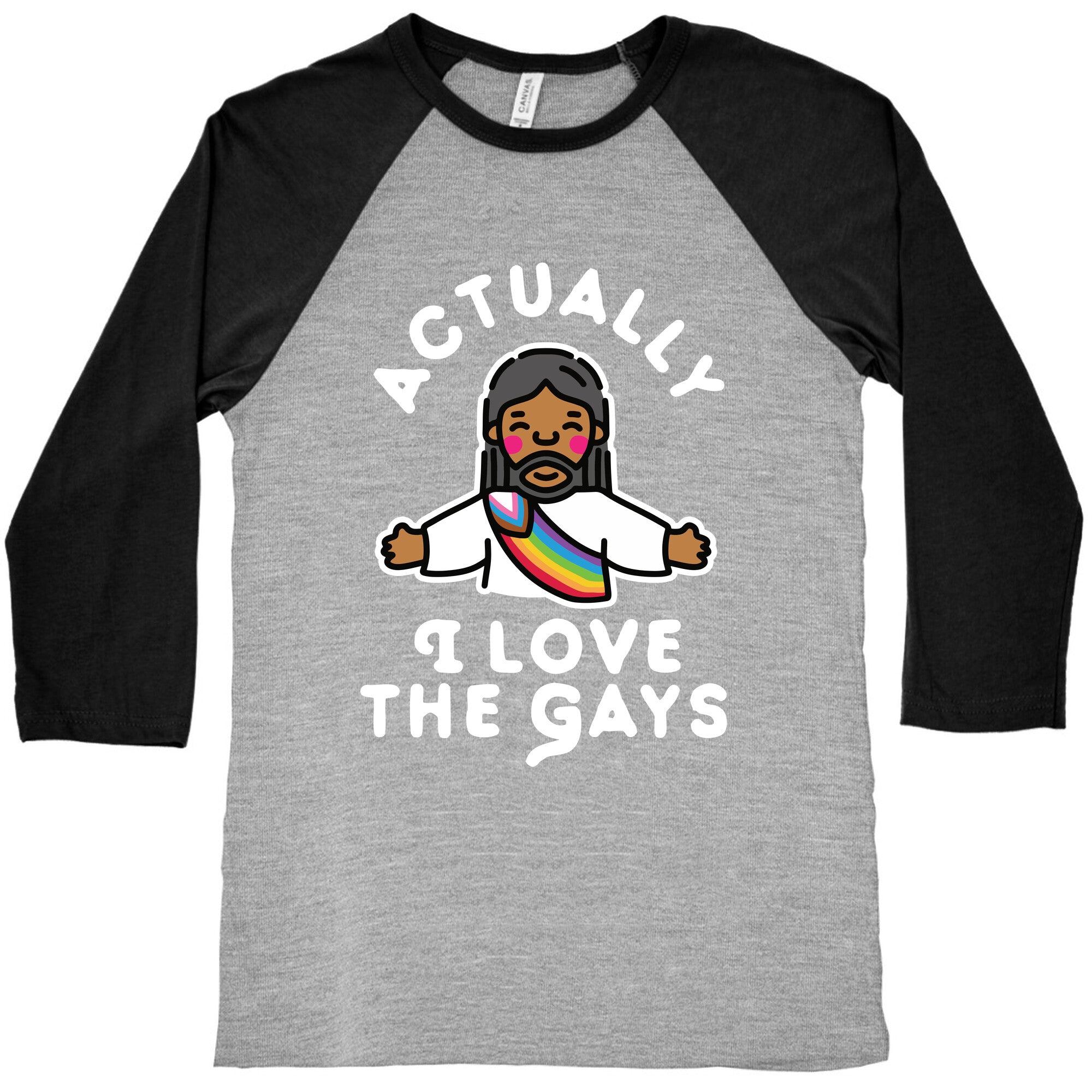 Actually, I Love The Gays (Brown Jesus) Baseball Tee