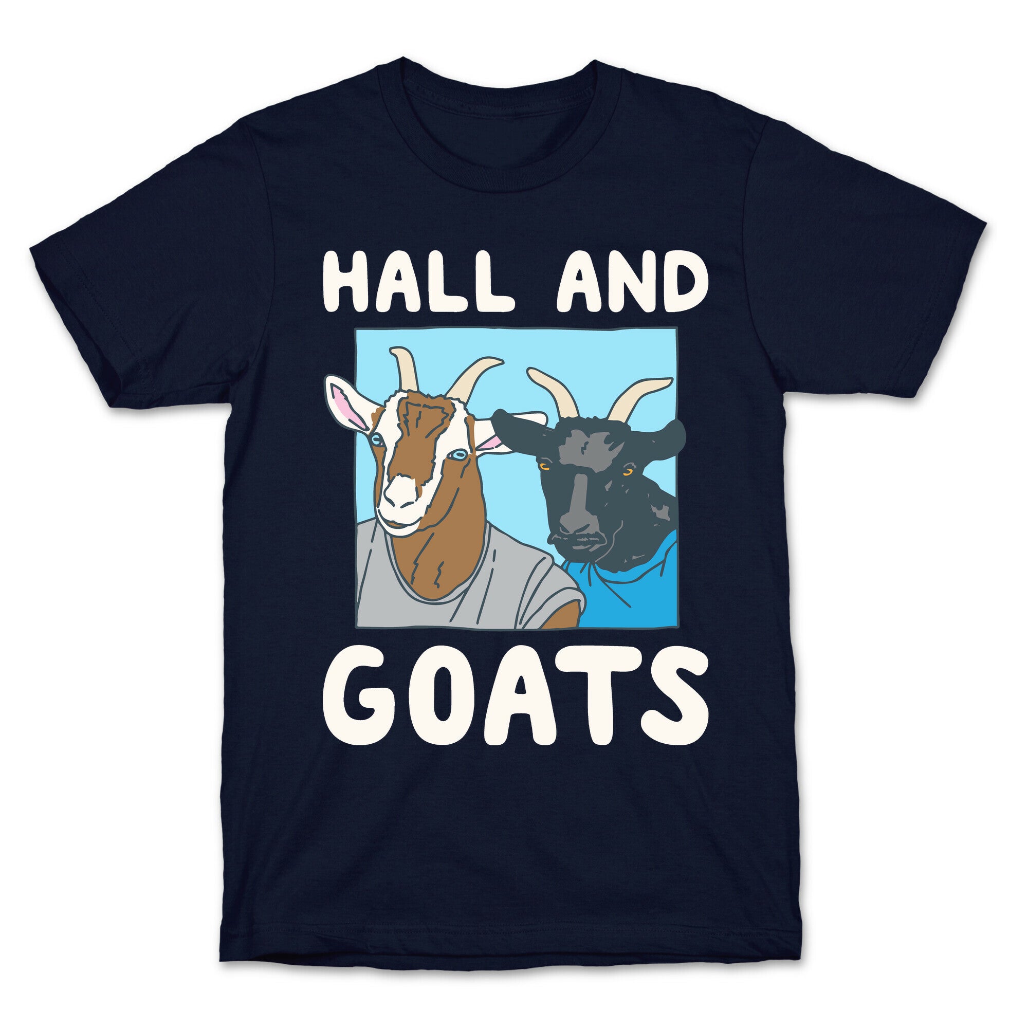 Hall And Goats Parody White Print T-Shirt