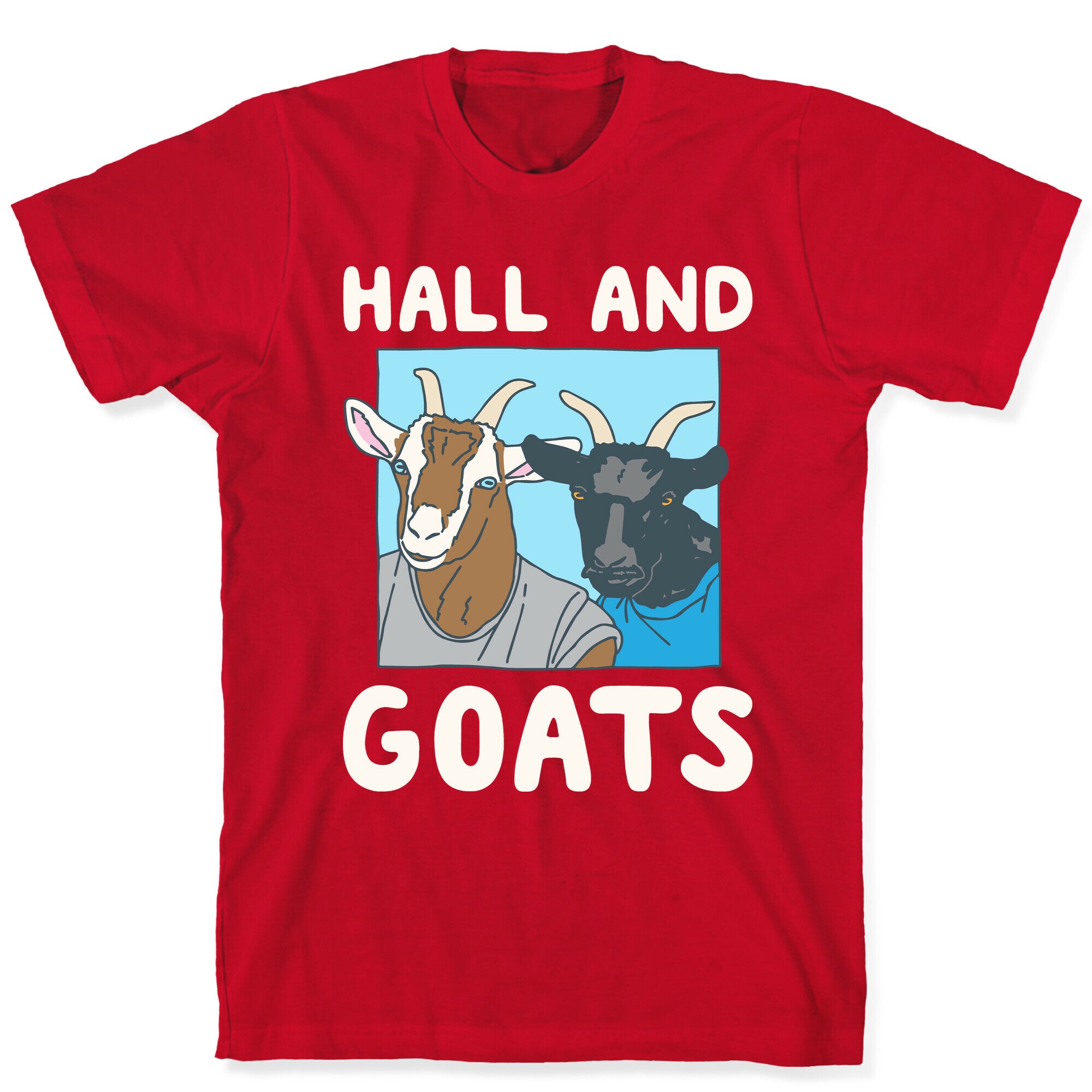 Hall And Goats Parody White Print T-Shirt