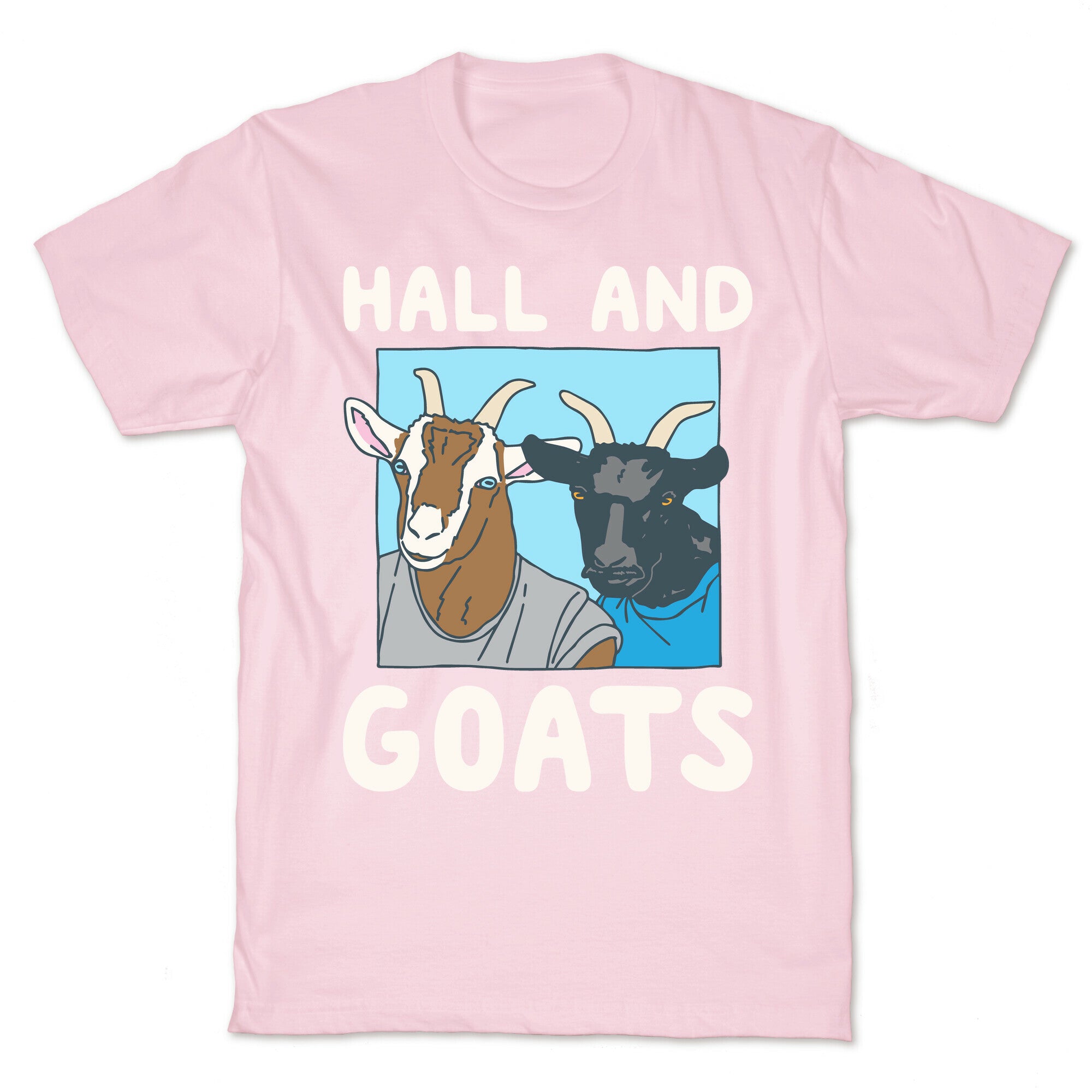 Hall And Goats Parody White Print T-Shirt
