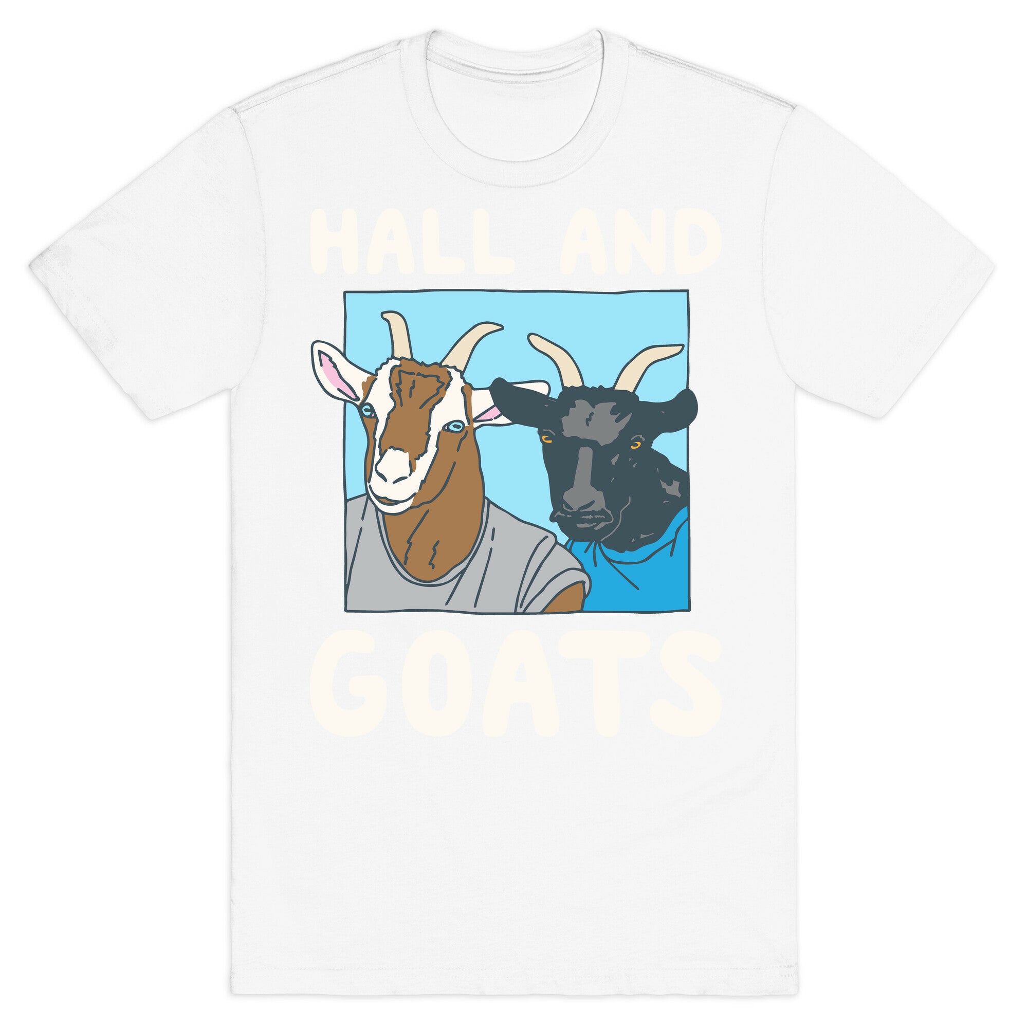 Hall And Goats Parody White Print T-Shirt