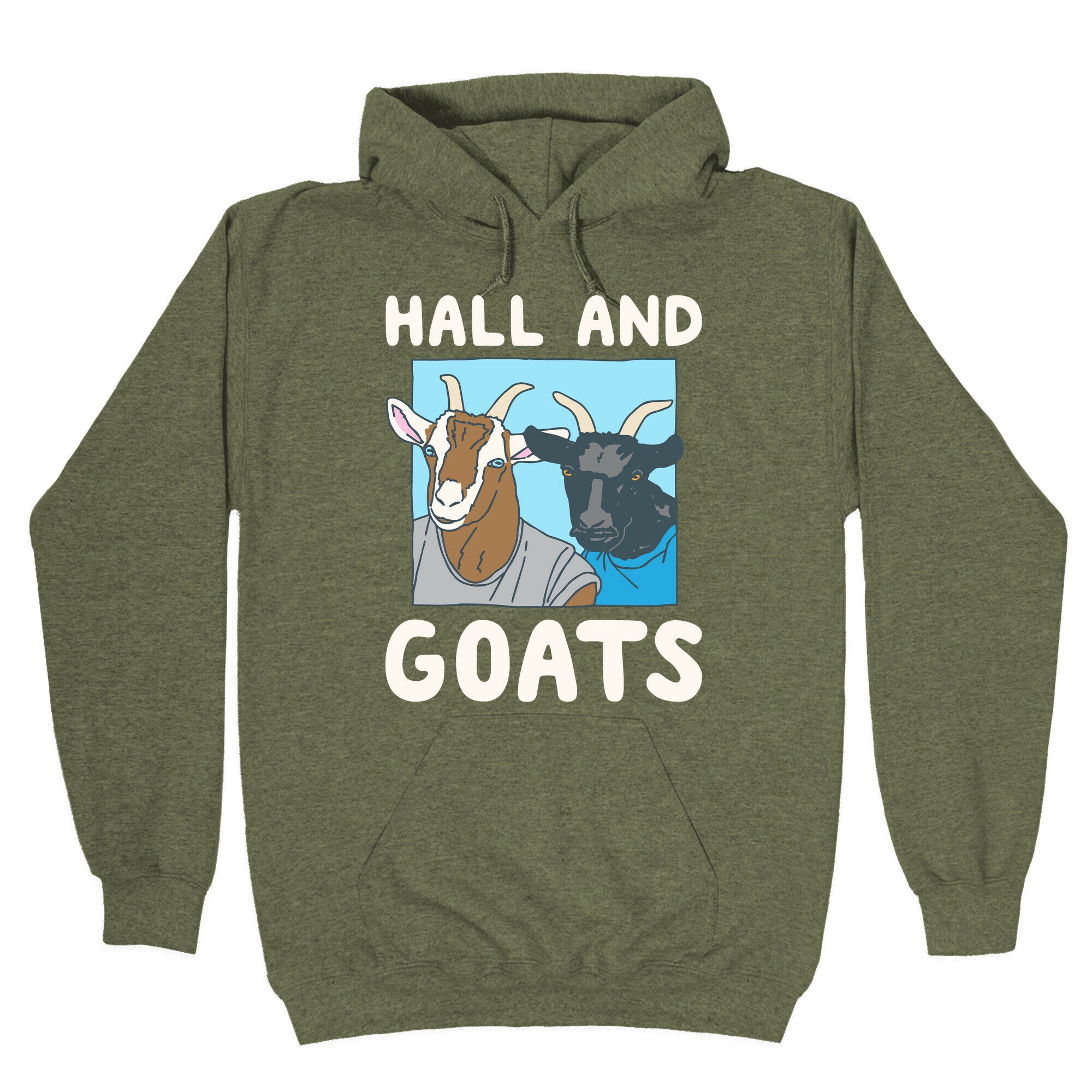 Hall And Goats Parody White Print Hoodie