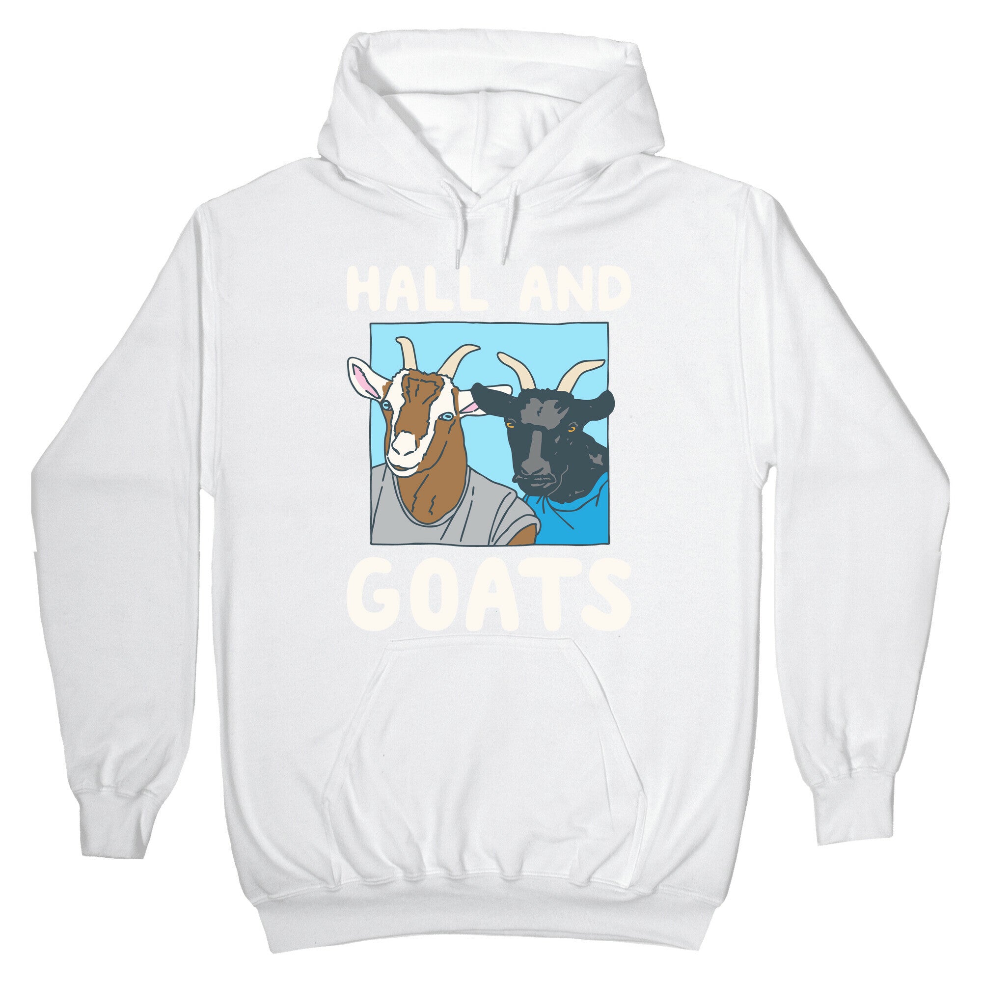 Hall And Goats Parody White Print Hoodie