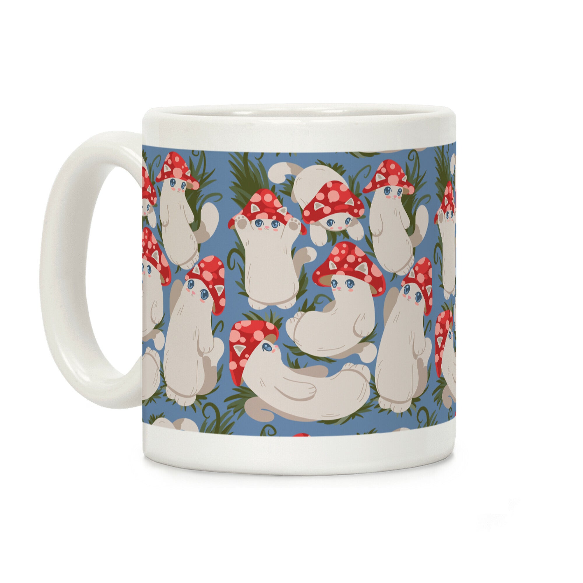Mushroom Cats Pattern Coffee Mug