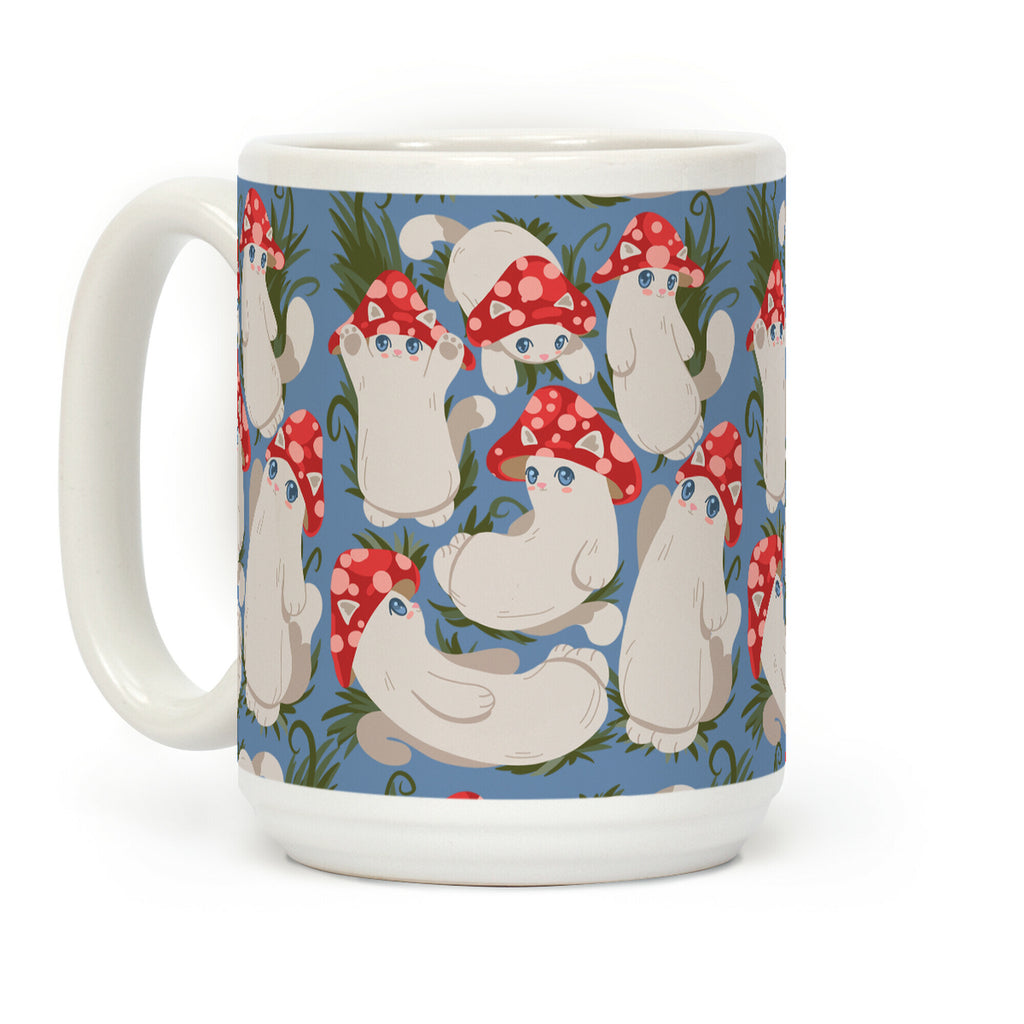 Mushroom Cats Pattern Coffee Mug