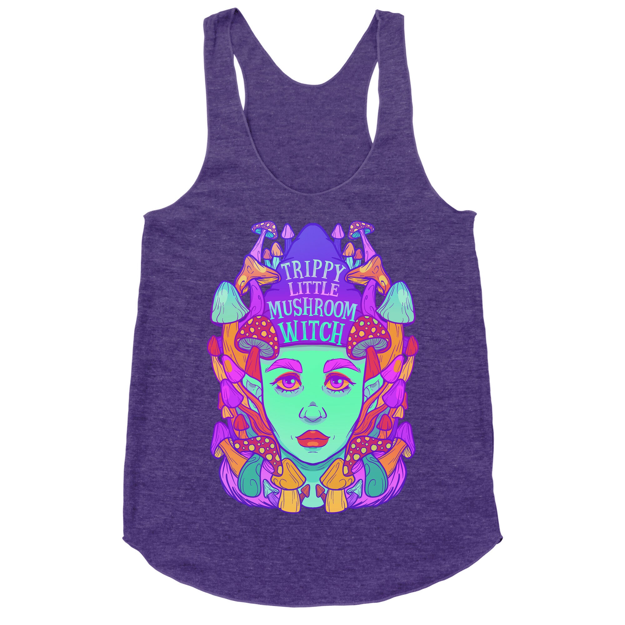 Trippy Little Mushroom Witch Racerback Tank