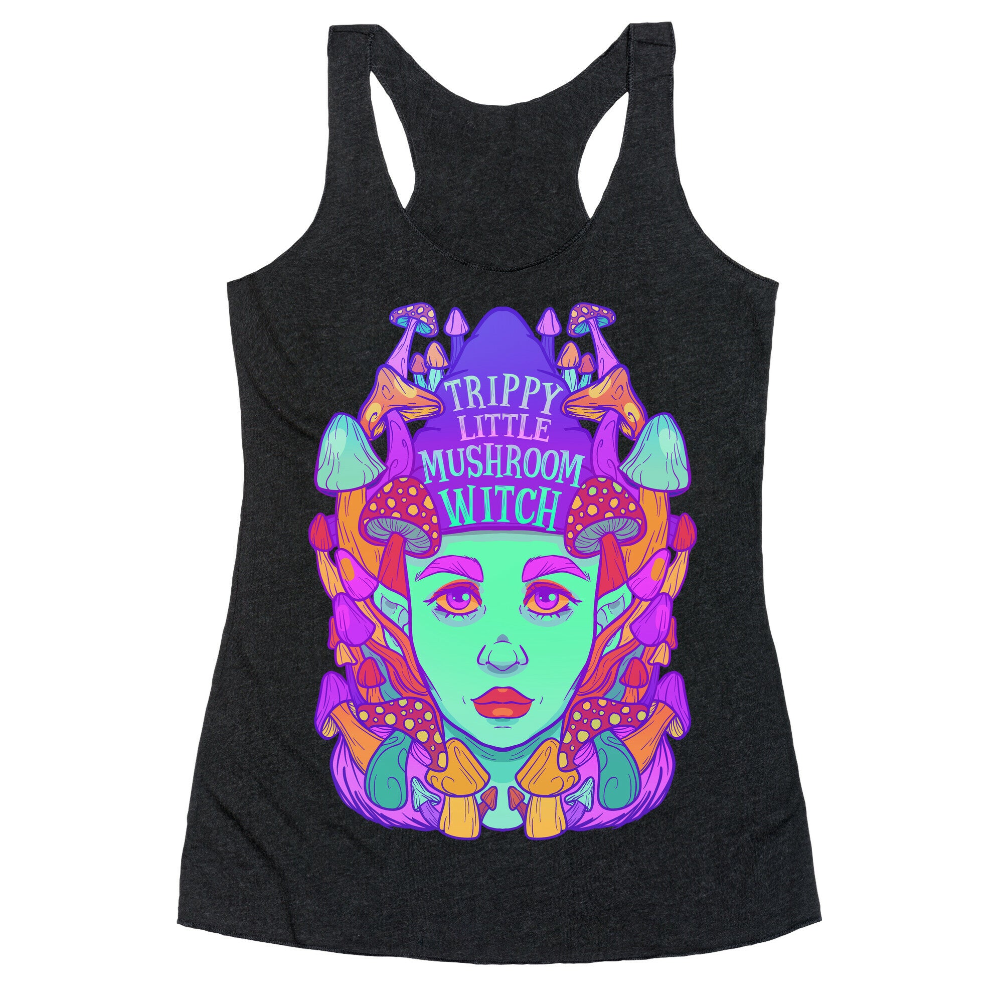 Trippy Little Mushroom Witch Racerback Tank