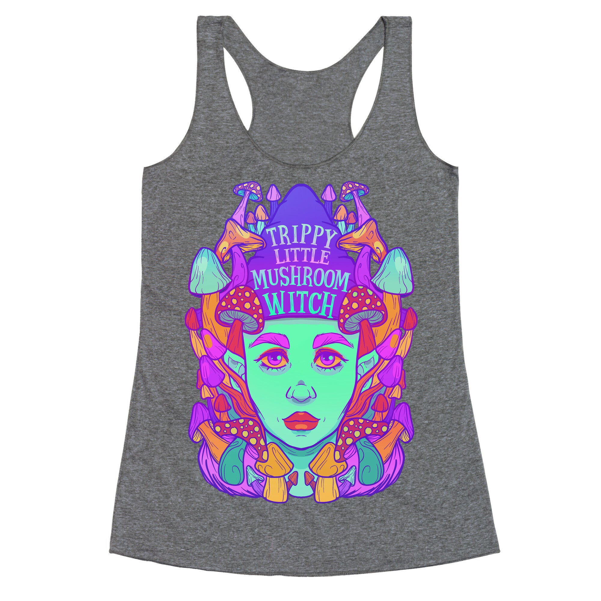 Trippy Little Mushroom Witch Racerback Tank