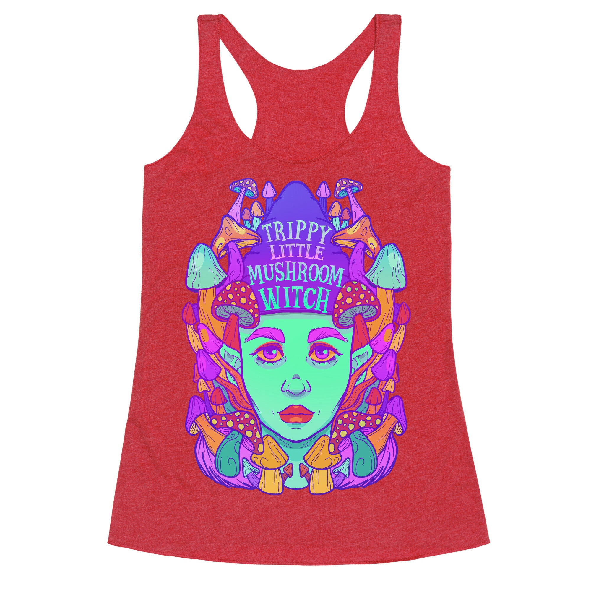 Trippy Little Mushroom Witch Racerback Tank